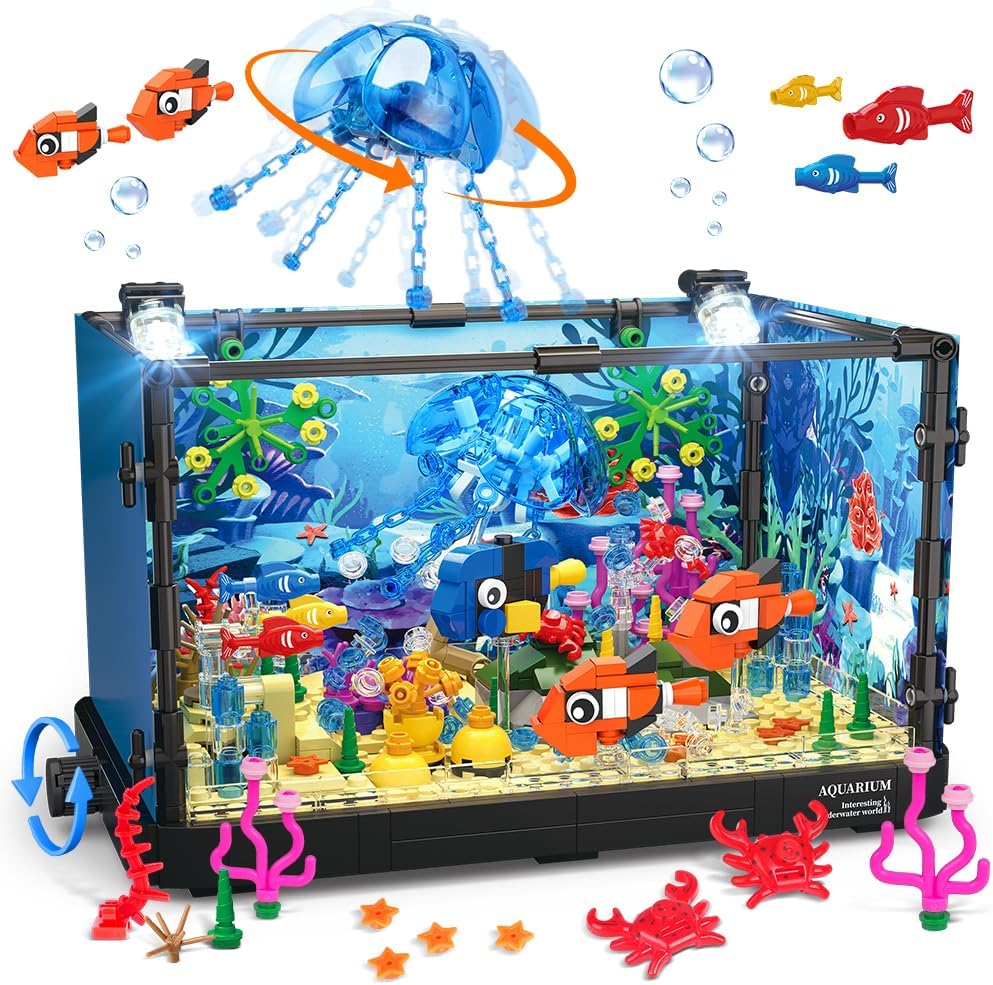 Fish Tank Block Set with Light - Marine Aquarium Cube ulasan dan harga