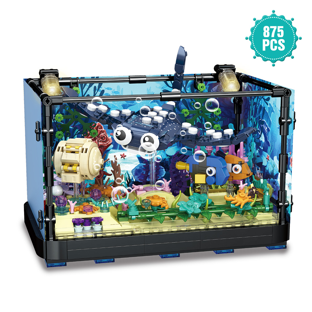 Fish Tank Block Set with Light - Marine Aquarium Cube ulasan dan harga