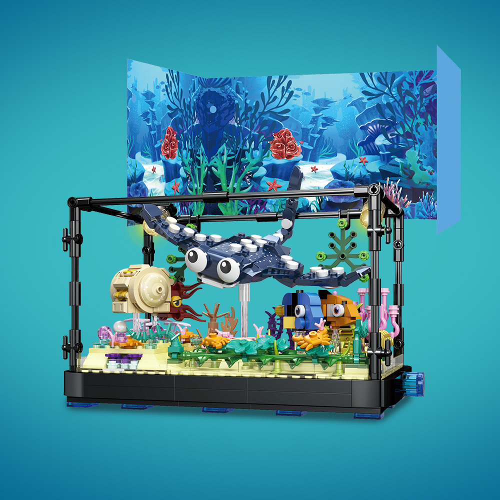 Fish Tank Block Set with Light - Marine Aquarium Cube ulasan dan harga